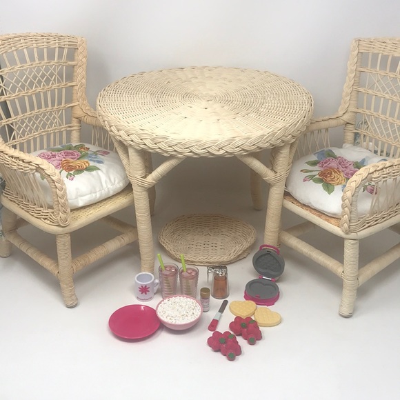american girl wicker table and chairs